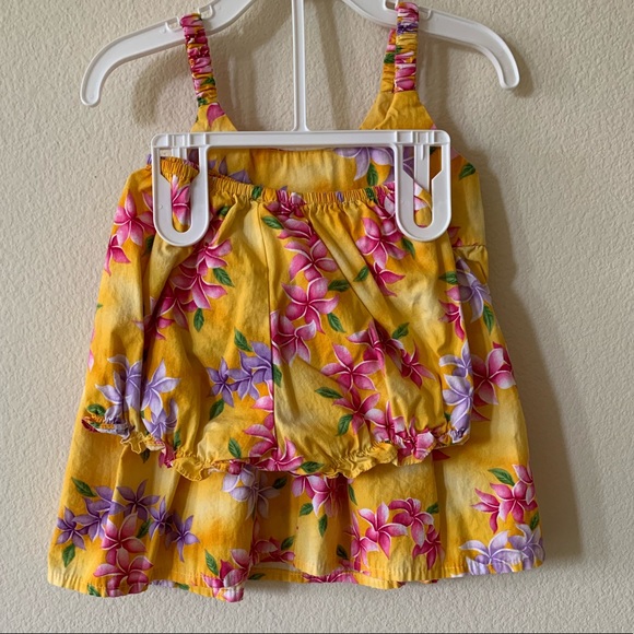 Bright yellow Hawaiian dress size 24 months - Picture 3 of 4